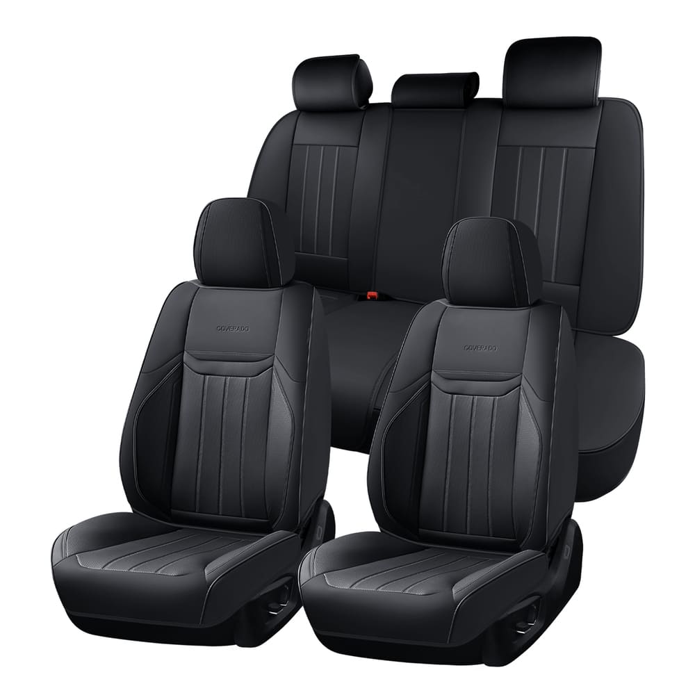 Coverado Premium Leatherette Car Seat Covers Front Seat 2 Seat and Full Set 5 Seat Protectors for SUVs Trucks Cars
