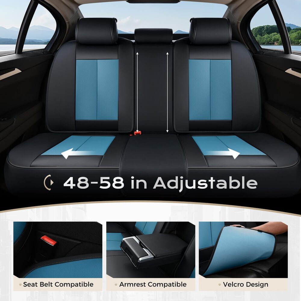 5 Seats Coverado Car Seat Covers for Cars Front and Rear Full Set with Lumbar Support Premium Leather Waterproof Auto Seat ProtectorsUniversal Fit