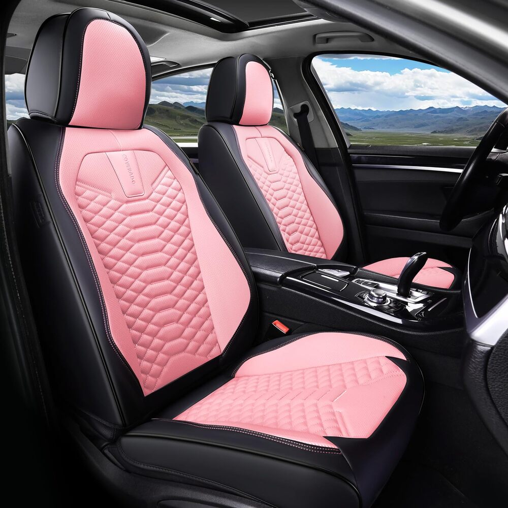 5 Seats Coverado Car Leather Seat Covers Fashion Front and Rear Leatherette Full Set Water Resistant Universal Fit
