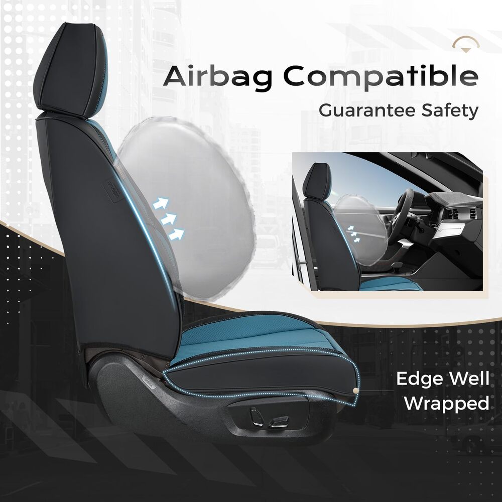 5 Seats Coverado Car Seat Covers for Cars Front and Rear Full Set with Lumbar Support Premium Leather Waterproof Auto Seat ProtectorsUniversal Fit
