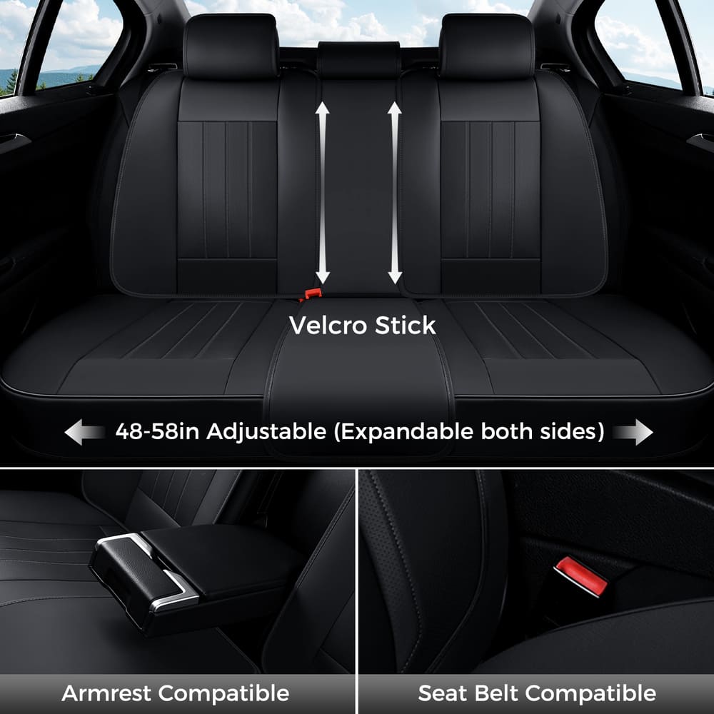 Coverado Premium Leatherette Car Seat Covers Front Seat 2 Seat and Full Set 5 Seat Protectors for SUVs Trucks Cars