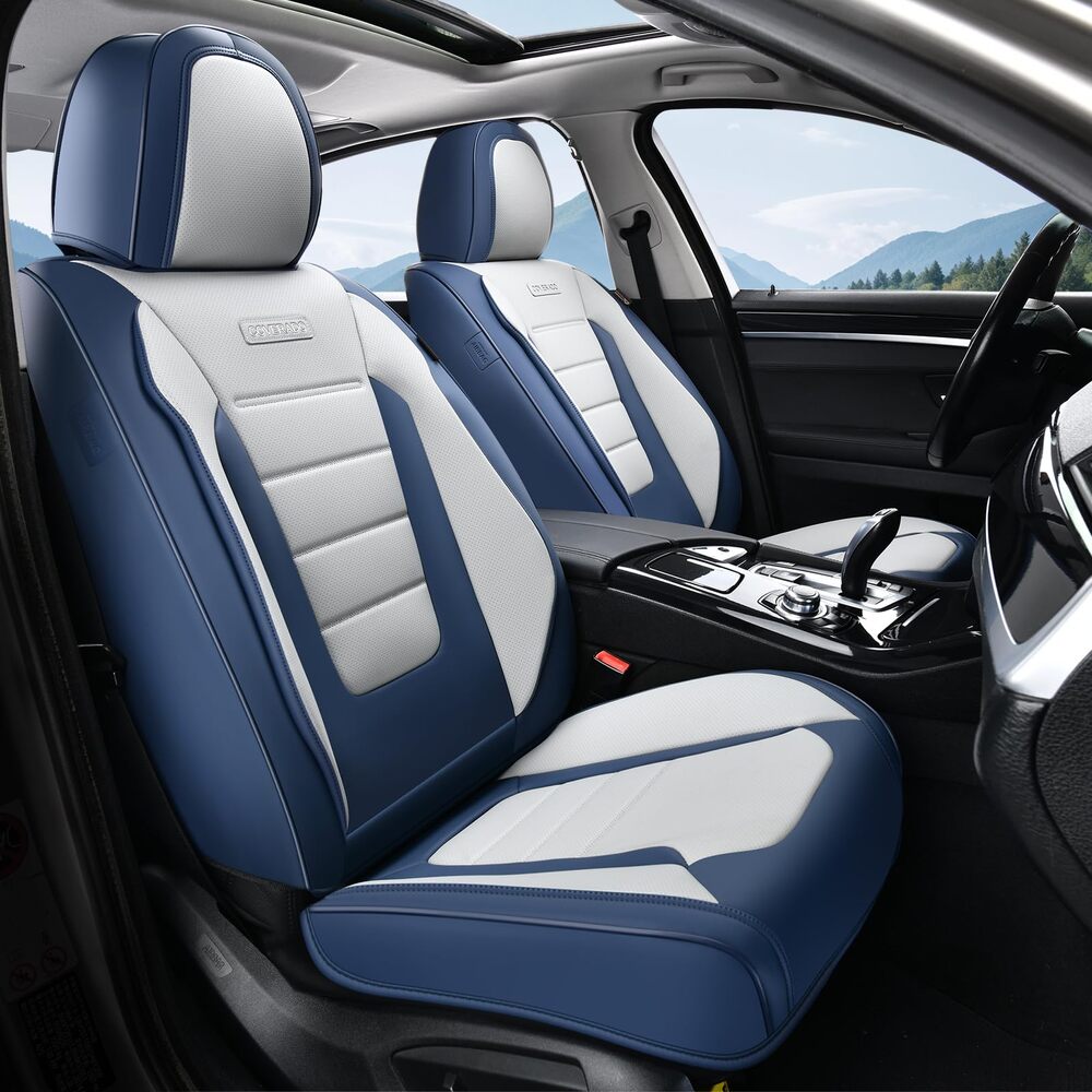 Coverado Front and Back Car Seat Covers Premium Leather Auto Seat Protectors Universal Fit Cars, SUV, Truck