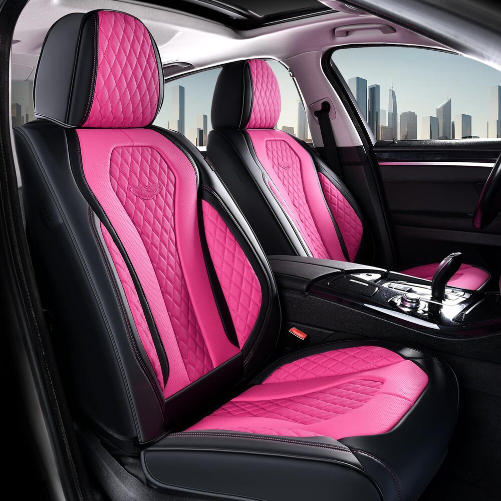 2 Seats Coverado Front Driver Passenger Premium Leather Front Car Seat Covers Water Resistant Luxury Auto Seat Protectors Universal Fit