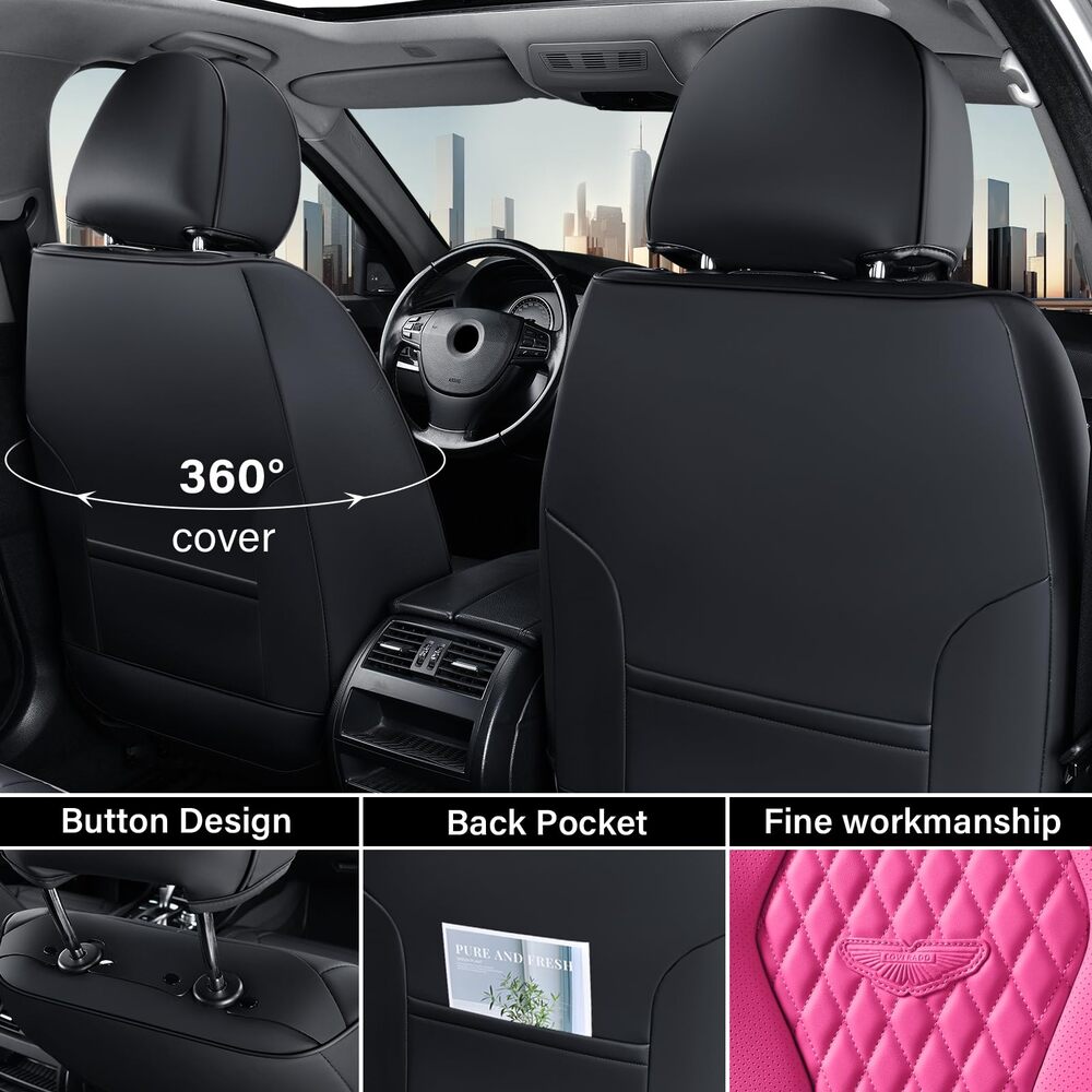 2 Seats Coverado Front Driver Passenger Premium Leather Front Car Seat Covers Water Resistant Luxury Auto Seat Protectors Universal Fit