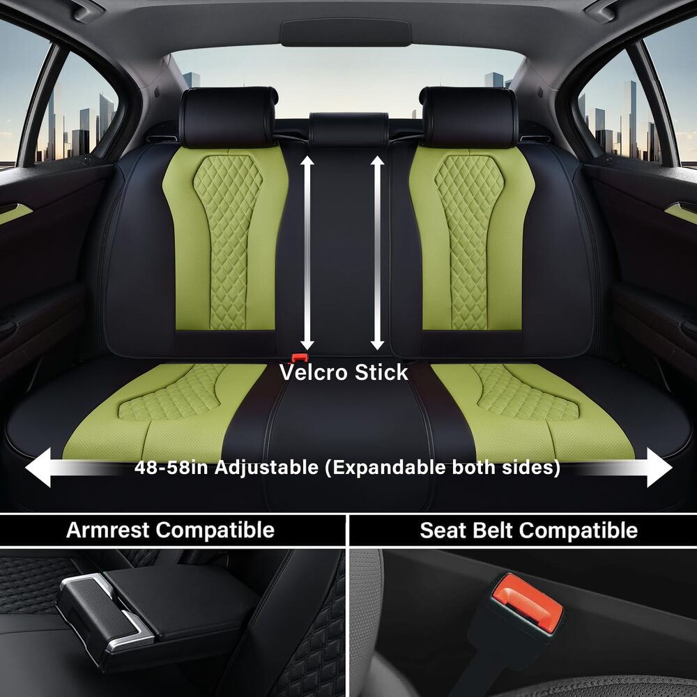 Coverado Front and Back Seat Covers for Cars Premium Leatherette Auto Seat Protectors Water Resistant Universal Fit
