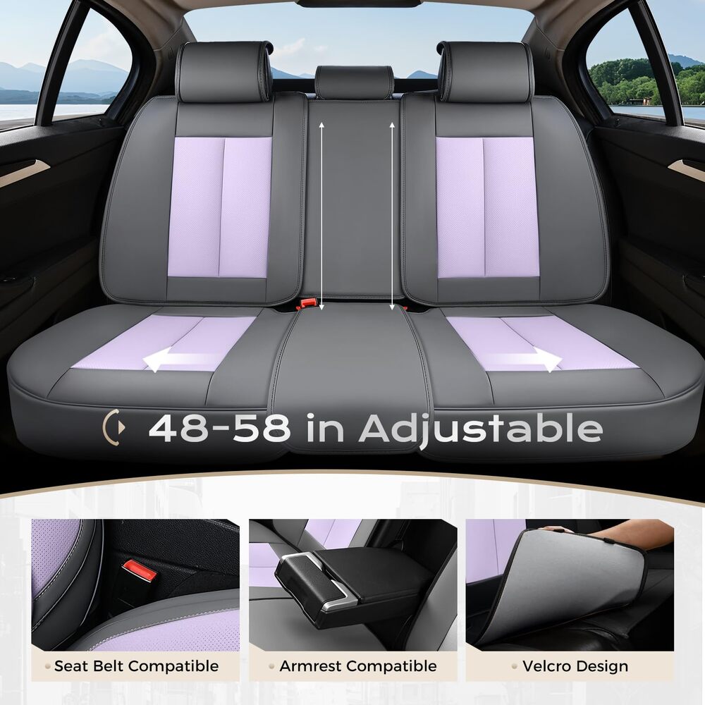 5 Seats Coverado Car Seat Covers for Cars Front and Rear Full Set with Lumbar Support Premium Leather Waterproof Auto Seat ProtectorsUniversal Fit