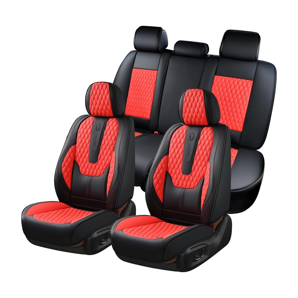 Coverado Front and Rear Car Seat Covers Universal Fit Premium Leather Water Resistant Driver Passenger Auto Seat Protectors Interior Covers