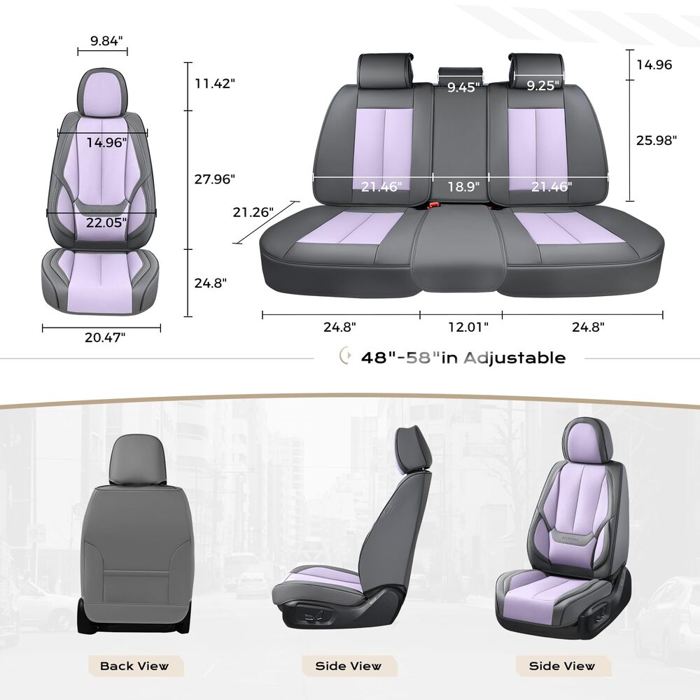 5 Seats Coverado Car Seat Covers for Cars Front and Rear Full Set with Lumbar Support Premium Leather Waterproof Auto Seat ProtectorsUniversal Fit