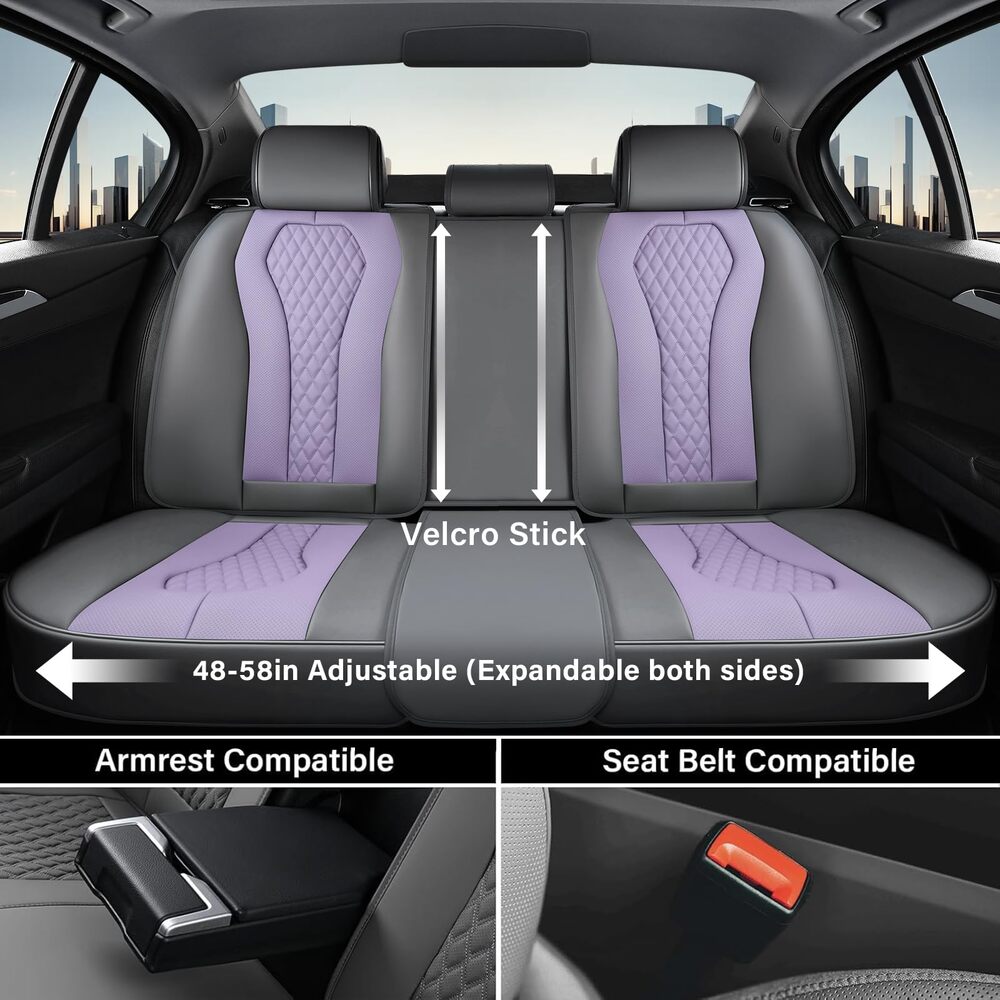 Coverado Front and Back Seat Covers for Cars Premium Leatherette Auto Seat Protectors Water Resistant Universal Fit