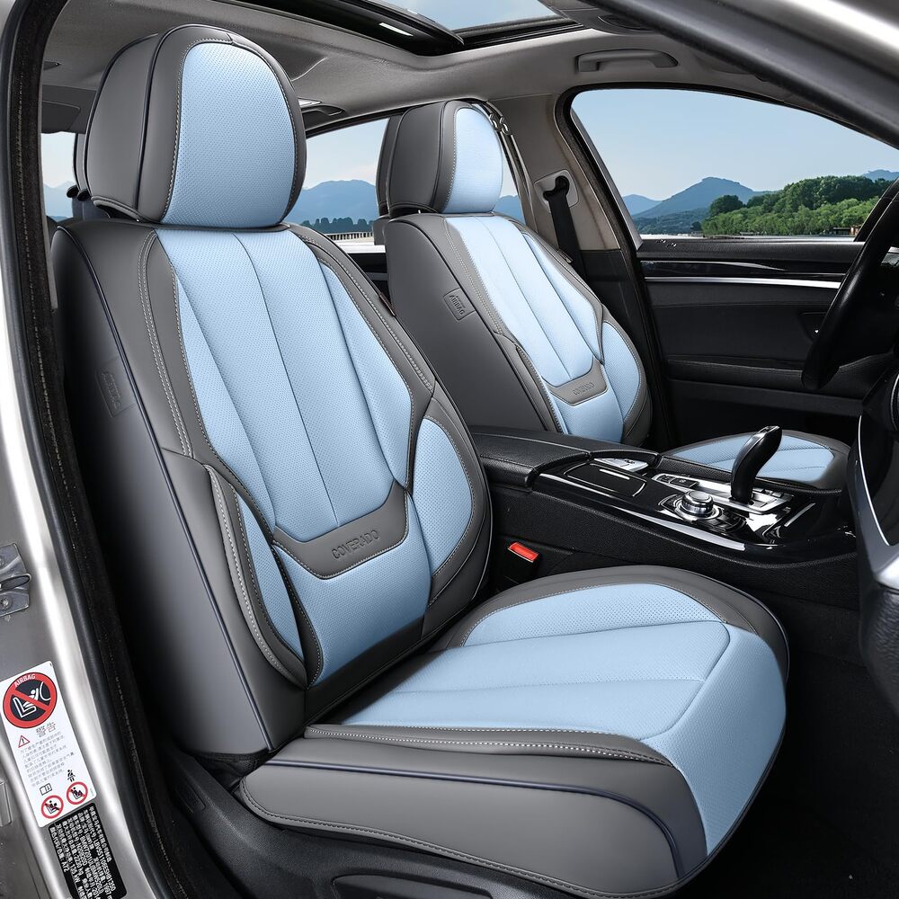 5 Seats Coverado Car Seat Covers for Cars Front and Rear Full Set with Lumbar Support Premium Leather Waterproof Auto Seat ProtectorsUniversal Fit