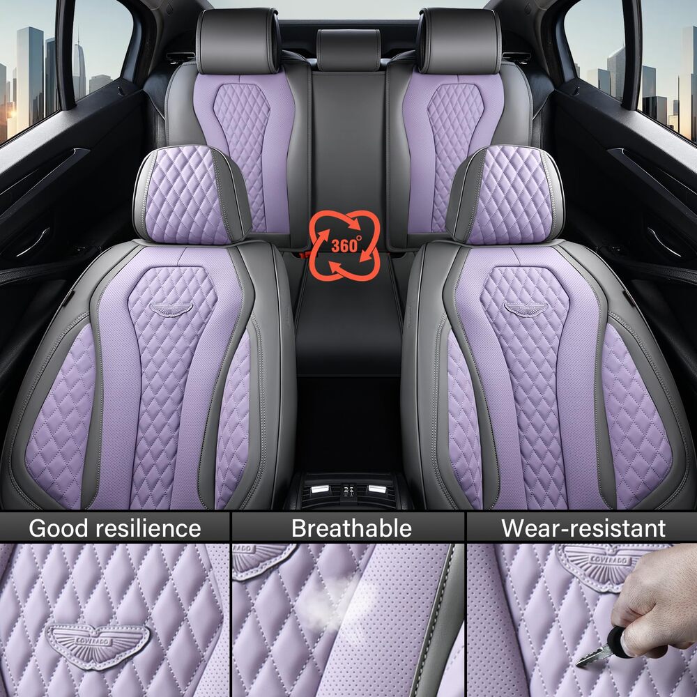 2 Seats Coverado Front Driver Passenger Premium Leather Front Car Seat Covers Water Resistant Luxury Auto Seat Protectors Universal Fit