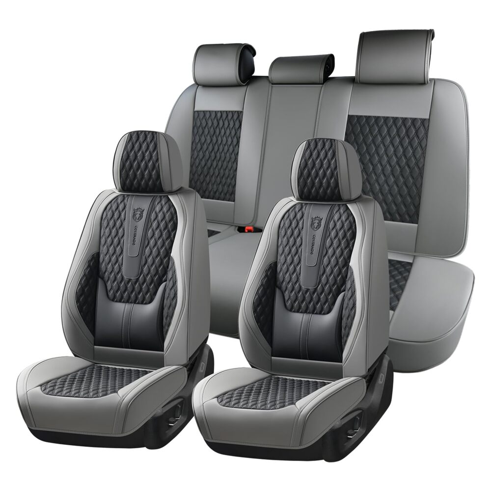 Coverado Front and Rear Car Seat Covers Universal Fit Premium Leather Water Resistant Driver Passenger Auto Seat Protectors Interior Covers