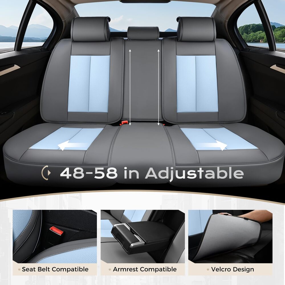 5 Seats Coverado Car Seat Covers for Cars Front and Rear Full Set with Lumbar Support Premium Leather Waterproof Auto Seat ProtectorsUniversal Fit