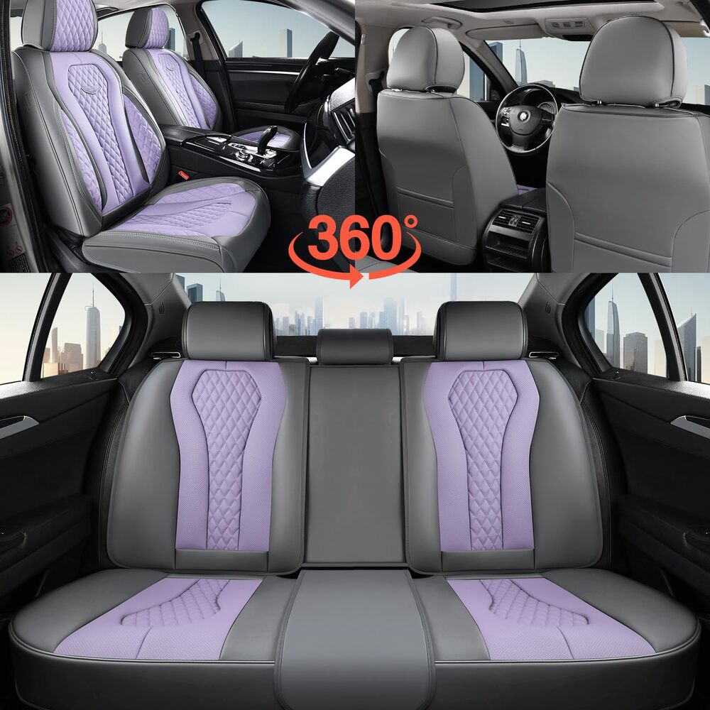 Coverado Front and Back Seat Covers for Cars Premium Leatherette Auto Seat Protectors Water Resistant Universal Fit