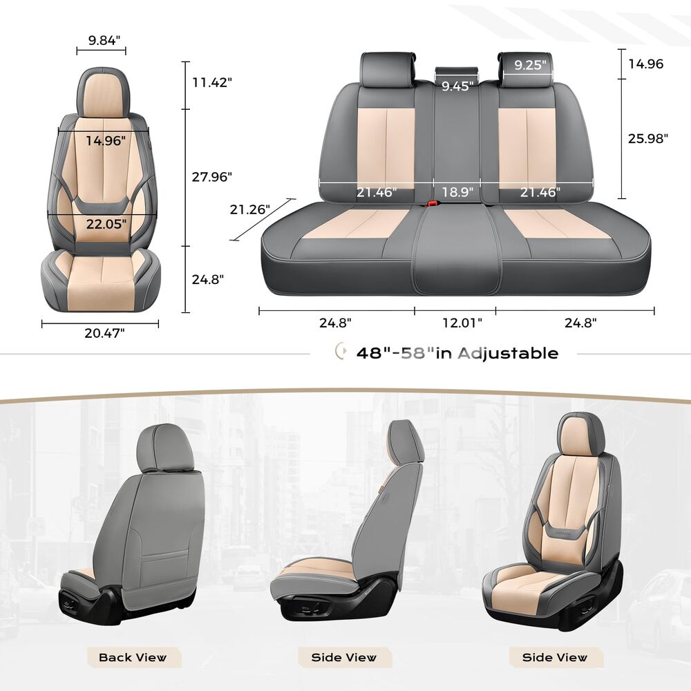5 Seats Coverado Car Seat Covers for Cars Front and Rear Full Set with Lumbar Support Premium Leather Waterproof Auto Seat ProtectorsUniversal Fit