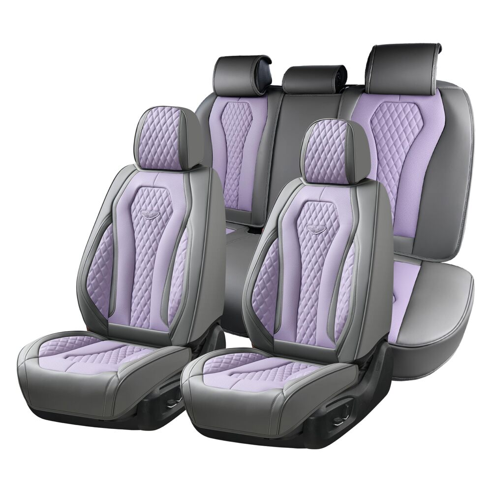 Coverado Front and Back Seat Covers for Cars Premium Leatherette Auto Seat Protectors Water Resistant Universal Fit