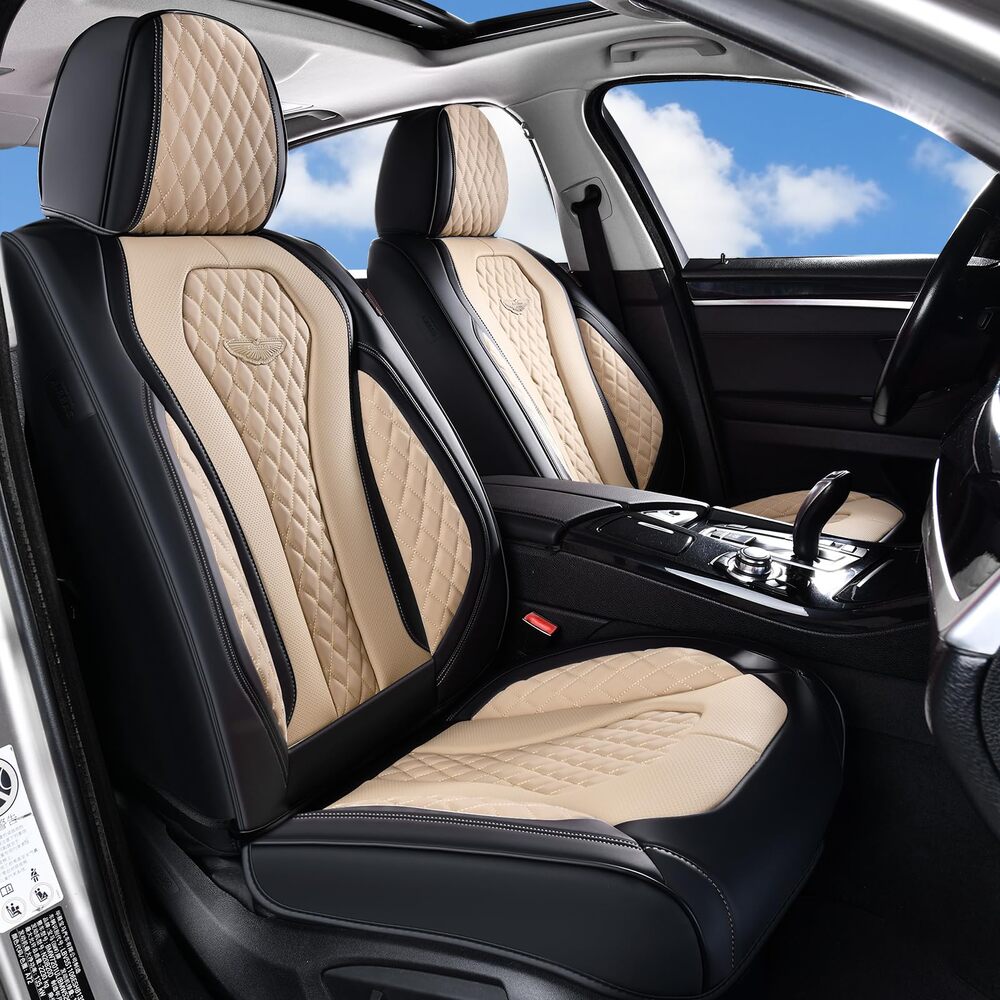 2 Seats Coverado Front Driver Passenger Premium Leather Front Car Seat Covers Water Resistant Luxury Auto Seat Protectors Universal Fit