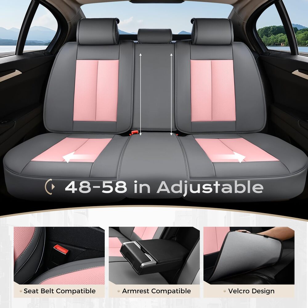 5 Seats Coverado Car Seat Covers for Cars Front and Rear Full Set with Lumbar Support Premium Leather Waterproof Auto Seat ProtectorsUniversal Fit