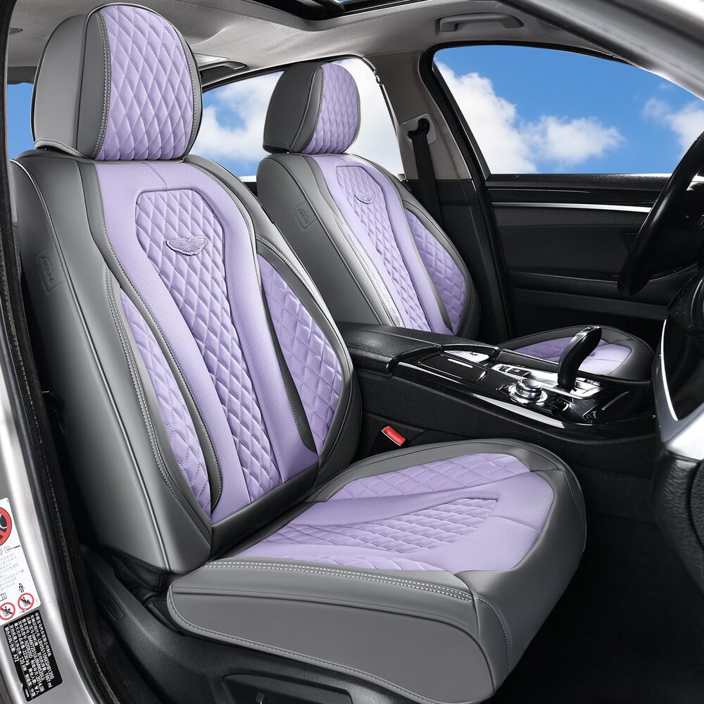 2 Seats Coverado Front Driver Passenger Premium Leather Front Car Seat Covers Water Resistant Luxury Auto Seat Protectors Universal Fit
