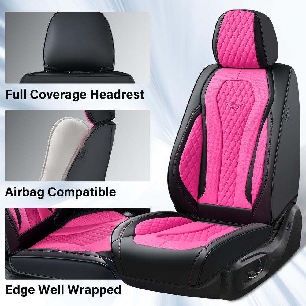 Coverado Front and Back Seat Covers for Cars Premium Leatherette Auto Seat Protectors Water Resistant Universal Fit