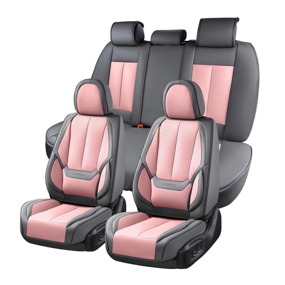 5 Seats Coverado Car Seat Covers for Cars Front and Rear Full Set with Lumbar Support Premium Leather Waterproof Auto Seat ProtectorsUniversal Fit