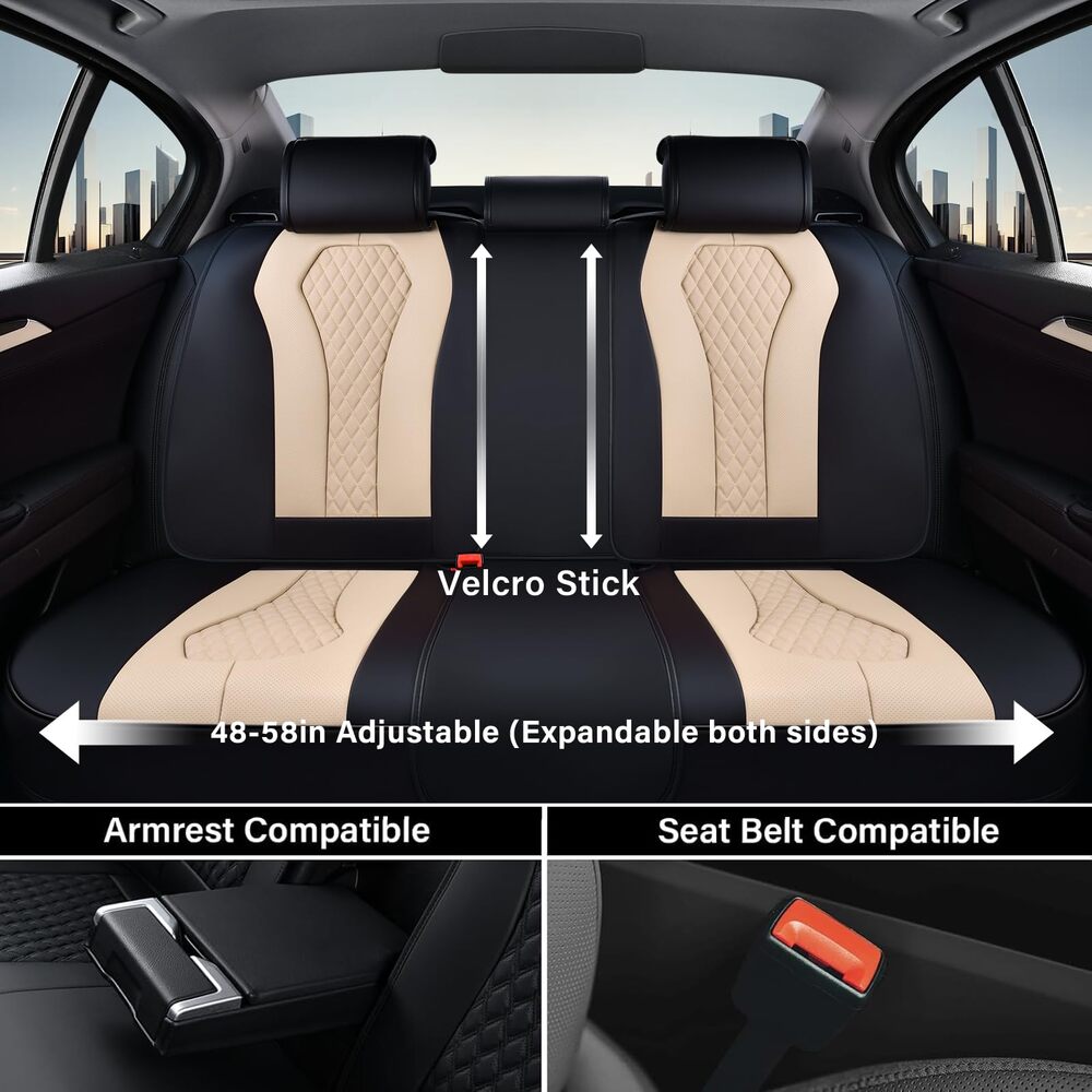 Coverado Front and Back Seat Covers for Cars Premium Leatherette Auto Seat Protectors Water Resistant Universal Fit