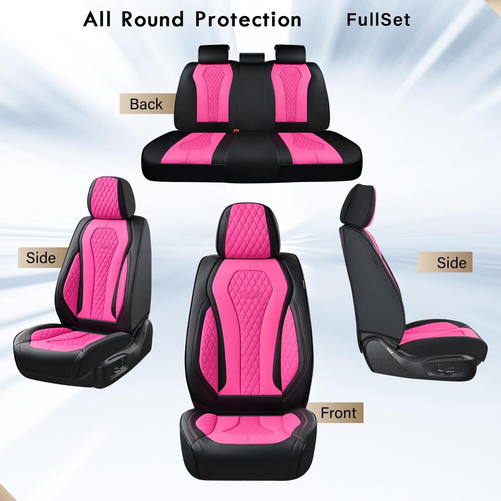 Coverado Front and Back Seat Covers for Cars Premium Leatherette Auto Seat Protectors Water Resistant Universal Fit