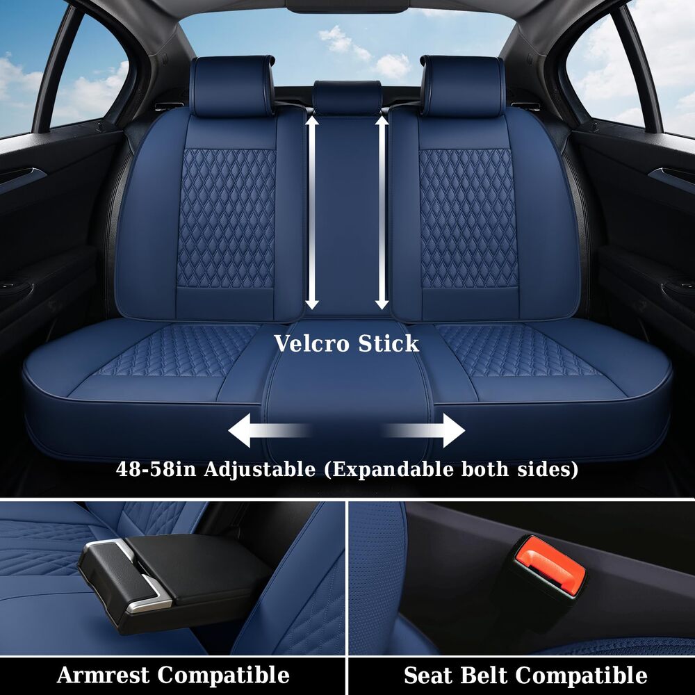Coverado Front and Rear Car Seat Covers Universal Fit Premium Leather Water Resistant Driver Passenger Auto Seat Protectors Interior Covers
