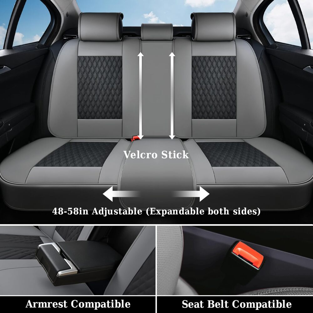 Coverado Front and Rear Car Seat Covers Universal Fit Premium Leather Water Resistant Driver Passenger Auto Seat Protectors Interior Covers