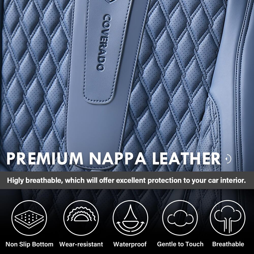 2 Seats Coverado Front Driver Passenger Car Seat Covers Back Support Premium Leather Waterproof Auto Seat Protectors Universal Fit