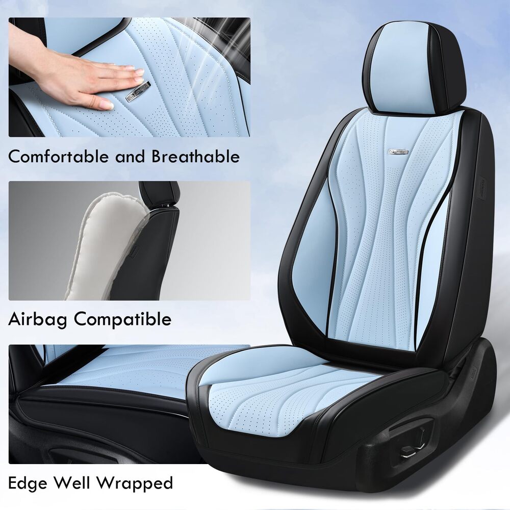 50% OFF🔥🔥 Coverado Front Car Seat Covers 2 Seats Quality Leather Universal Fit