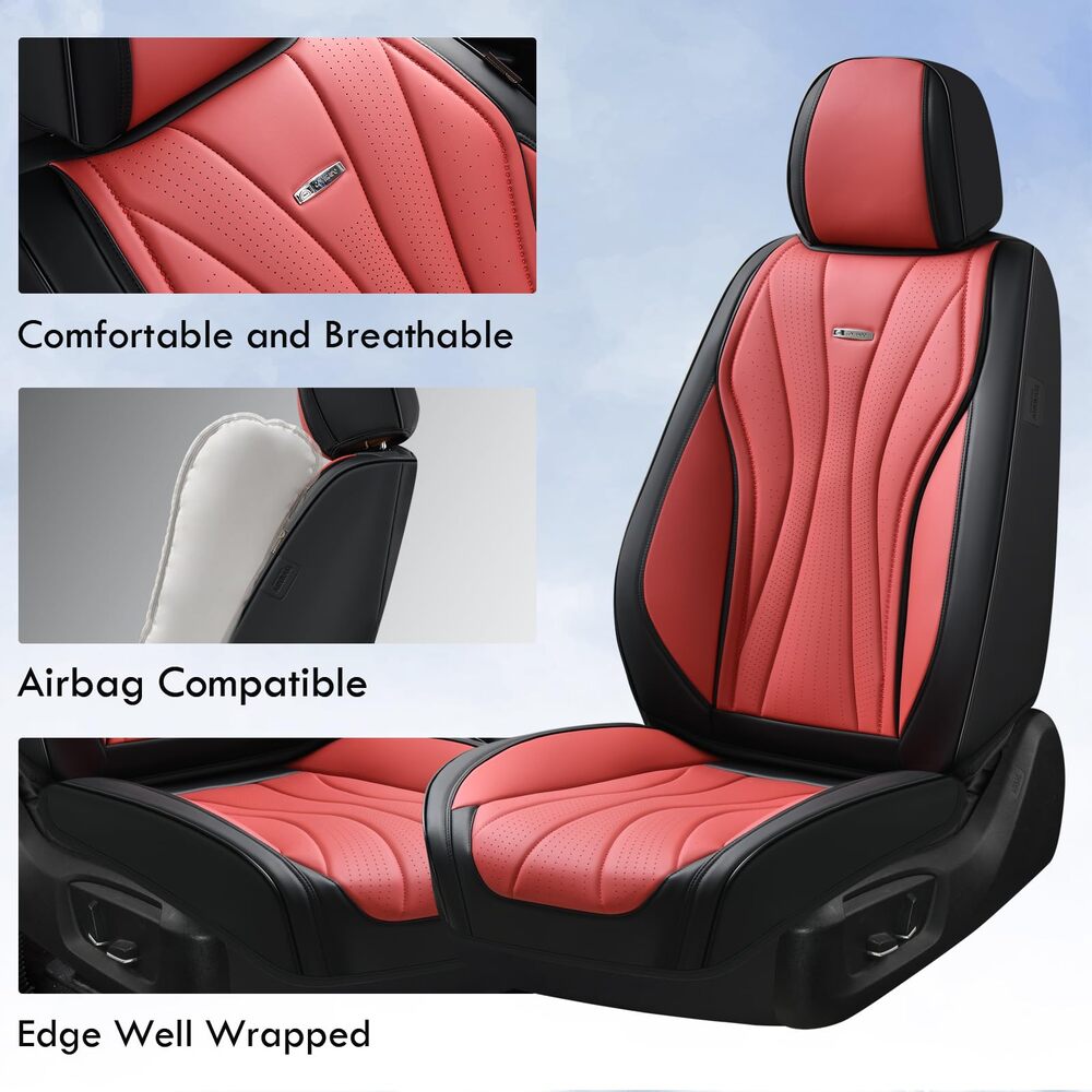 50% OFF🔥🔥 Coverado Front Car Seat Covers 2 Seats Quality Leather Universal Fit