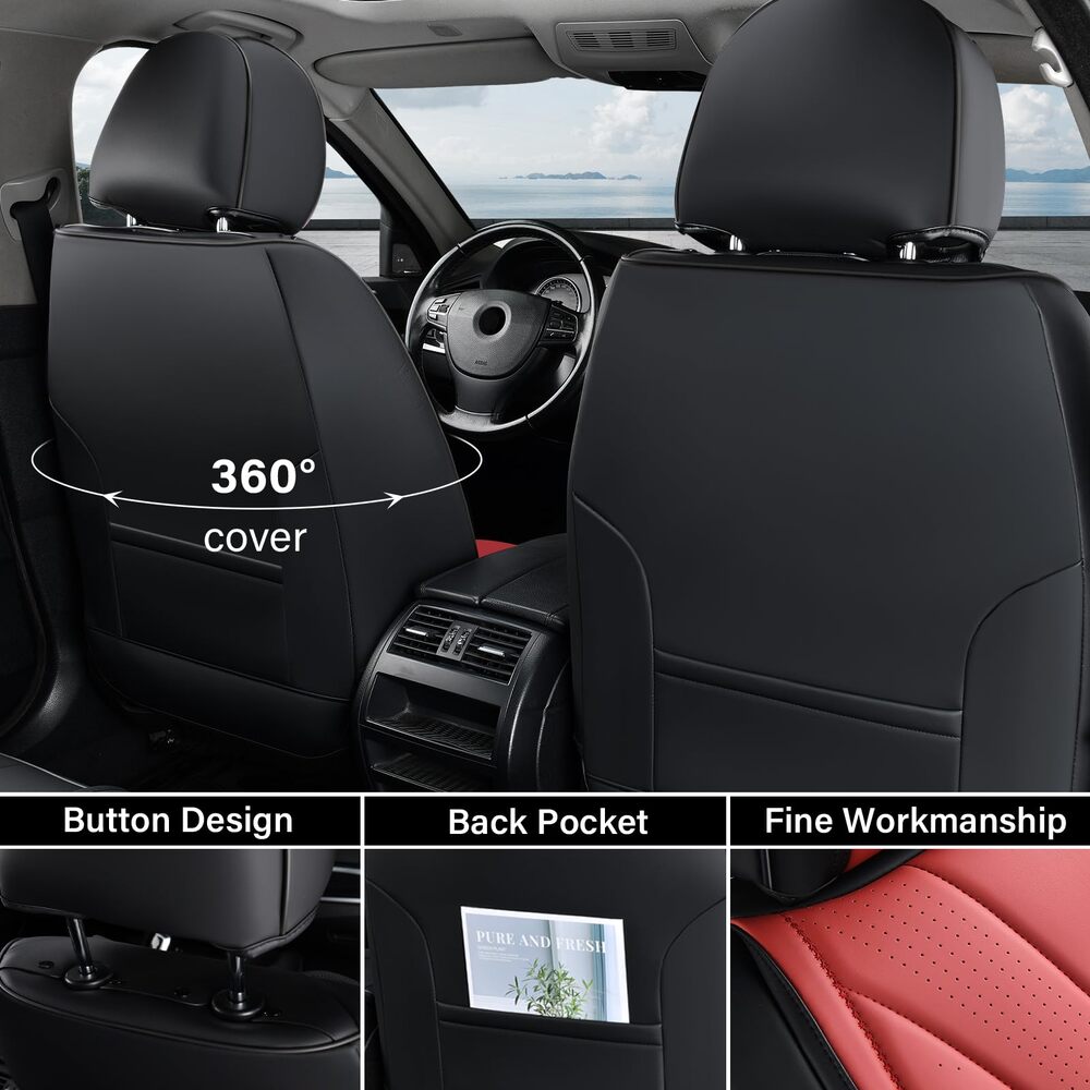 50% OFF🔥🔥 Coverado Front Car Seat Covers 2 Seats Quality Leather Universal Fit
