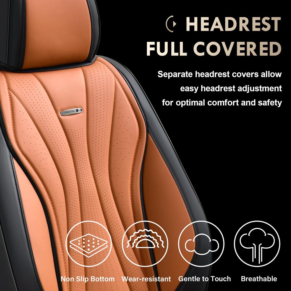 50% OFF🔥🔥 Coverado Front Car Seat Covers 2 Seats Quality Leather Universal Fit