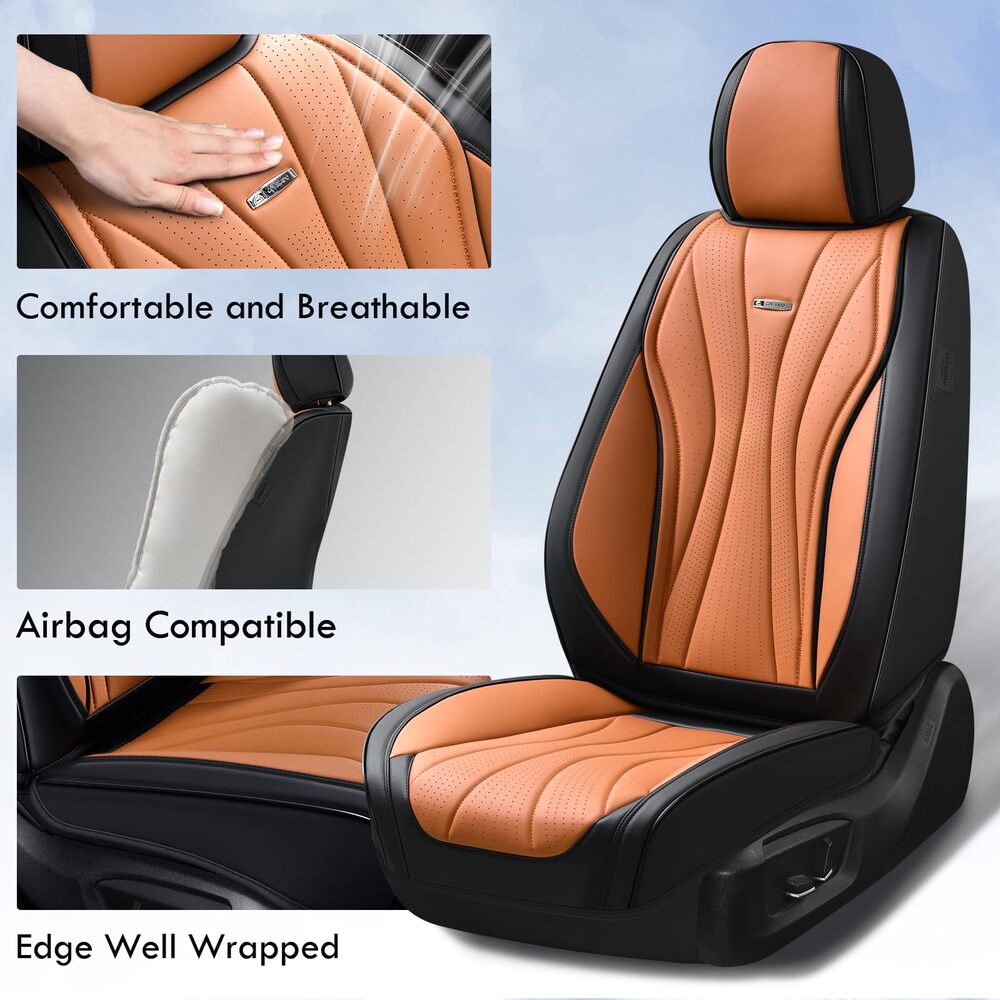 50% OFF🔥🔥 Coverado Front Car Seat Covers 2 Seats Quality Leather Universal Fit