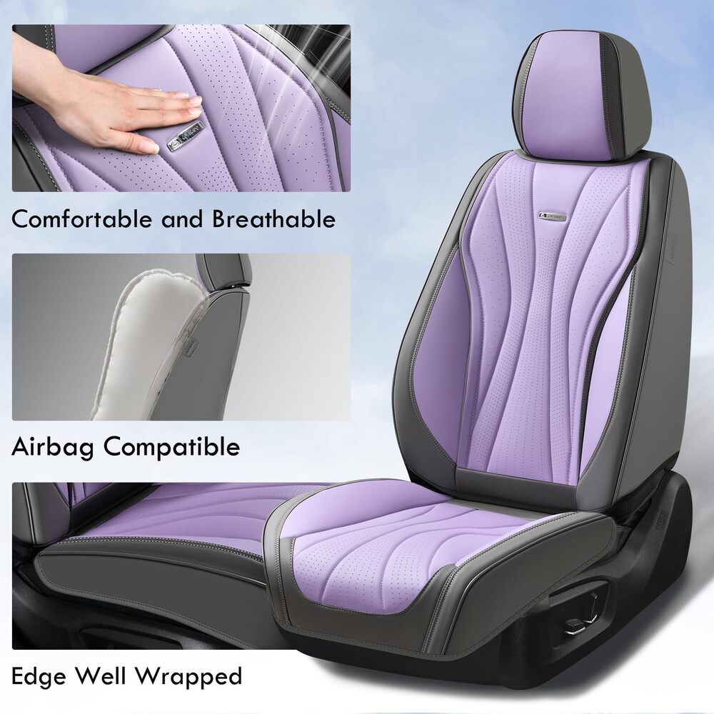 50% OFF🔥🔥 Coverado Front Car Seat Covers 2 Seats Quality Leather Universal Fit