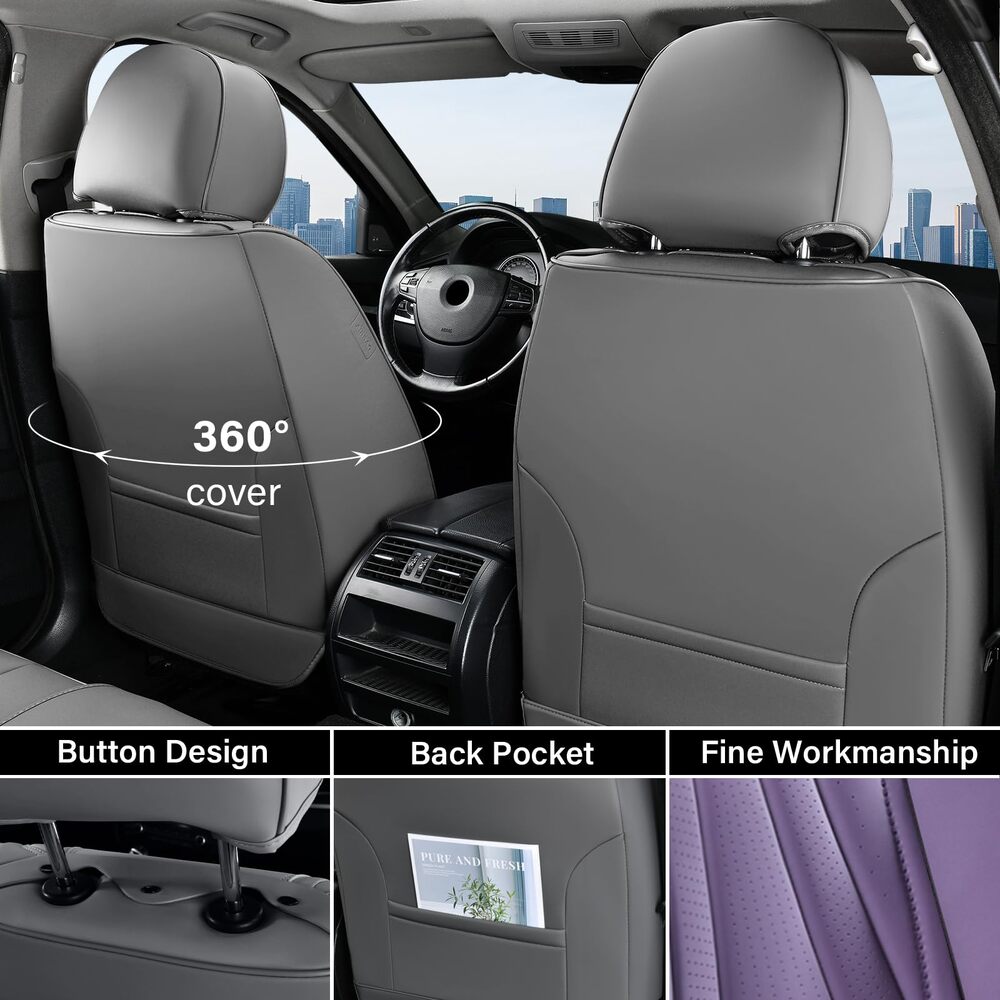50% OFF🔥🔥 Coverado Front Car Seat Covers 2 Seats Quality Leather Universal Fit