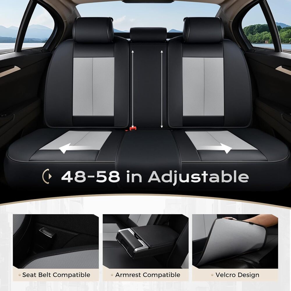 Coverado Auto Seat Covers with Lumbar Support Premium Leather Seat Covers Protector for Cars Universal Fit
