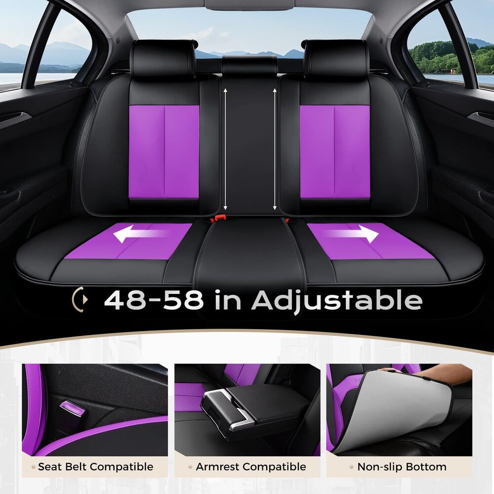 Coverado Auto Seat Covers with Lumbar Support Premium Leather Seat Covers Protector for Cars Universal Fit