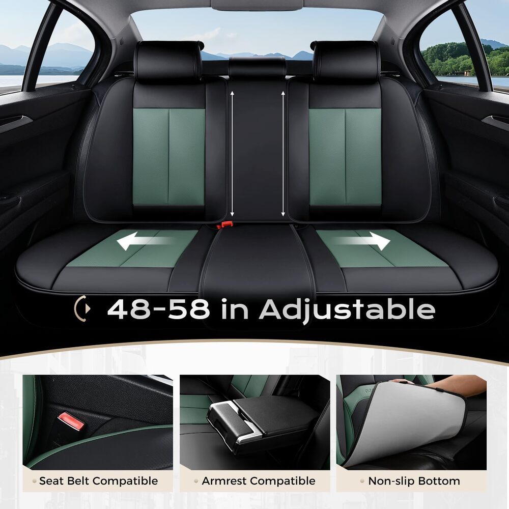 Coverado Auto Seat Covers with Lumbar Support Premium Leather Seat Covers Protector for Cars Universal Fit