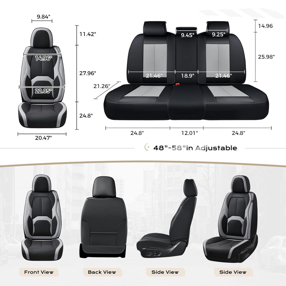 Coverado Auto Seat Covers with Lumbar Support Premium Leather Seat Covers Protector for Cars Universal Fit