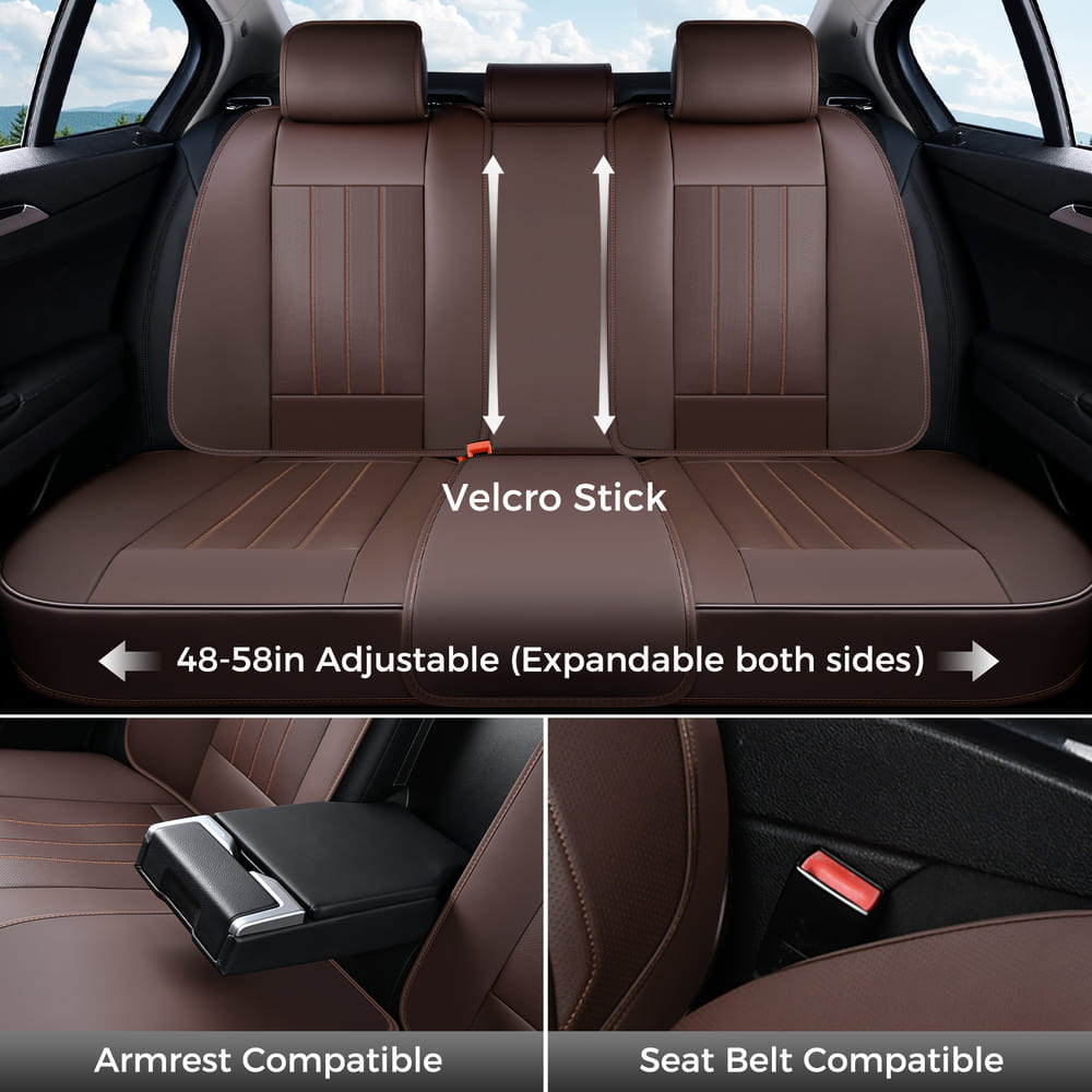 Coverado Premium Leatherette Car Seat Covers Front Seat 2 Seat and Full Set 5 Seat Protectors for SUVs Trucks Cars