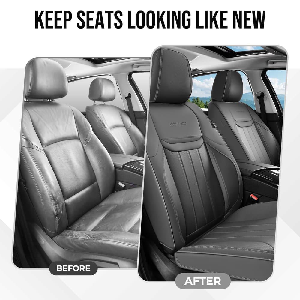Coverado Premium Leatherette Car Seat Covers Front Seat 2 Seat and Full Set 5 Seat Protectors for SUVs Trucks Cars
