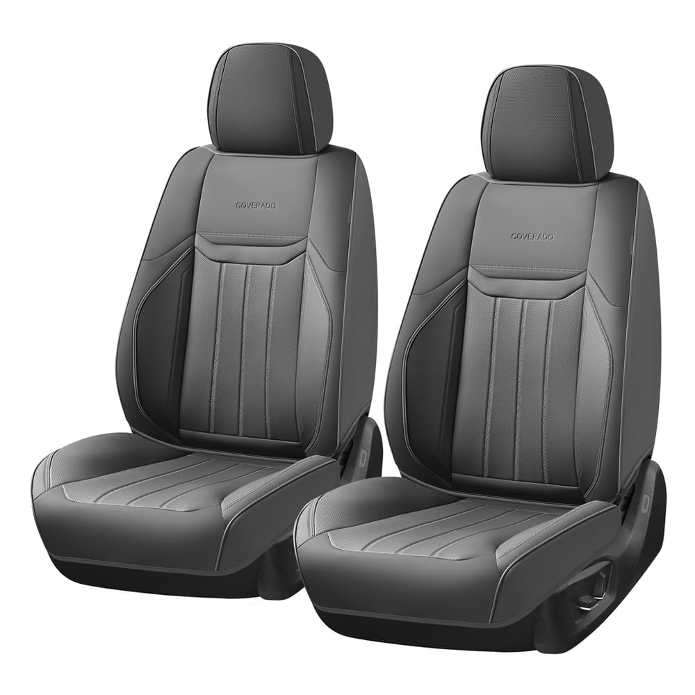 Coverado Premium Leatherette Car Seat Covers Front Seat 2 Seat and Full Set 5 Seat Protectors for SUVs Trucks Cars