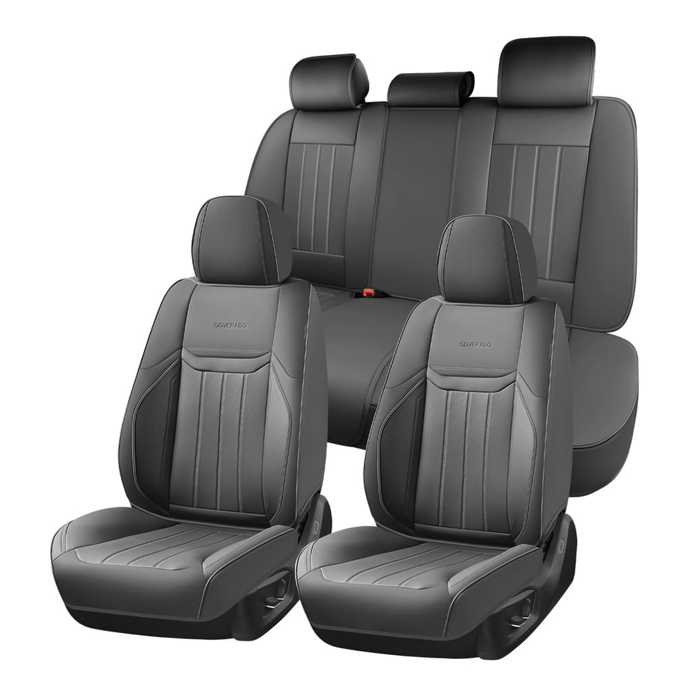 Coverado Premium Leatherette Car Seat Covers Front Seat 2 Seat and Full Set 5 Seat Protectors for SUVs Trucks Cars