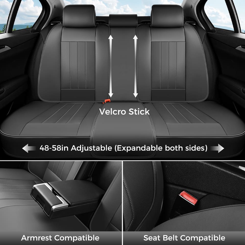 Coverado Premium Leatherette Car Seat Covers Front Seat 2 Seat and Full Set 5 Seat Protectors for SUVs Trucks Cars