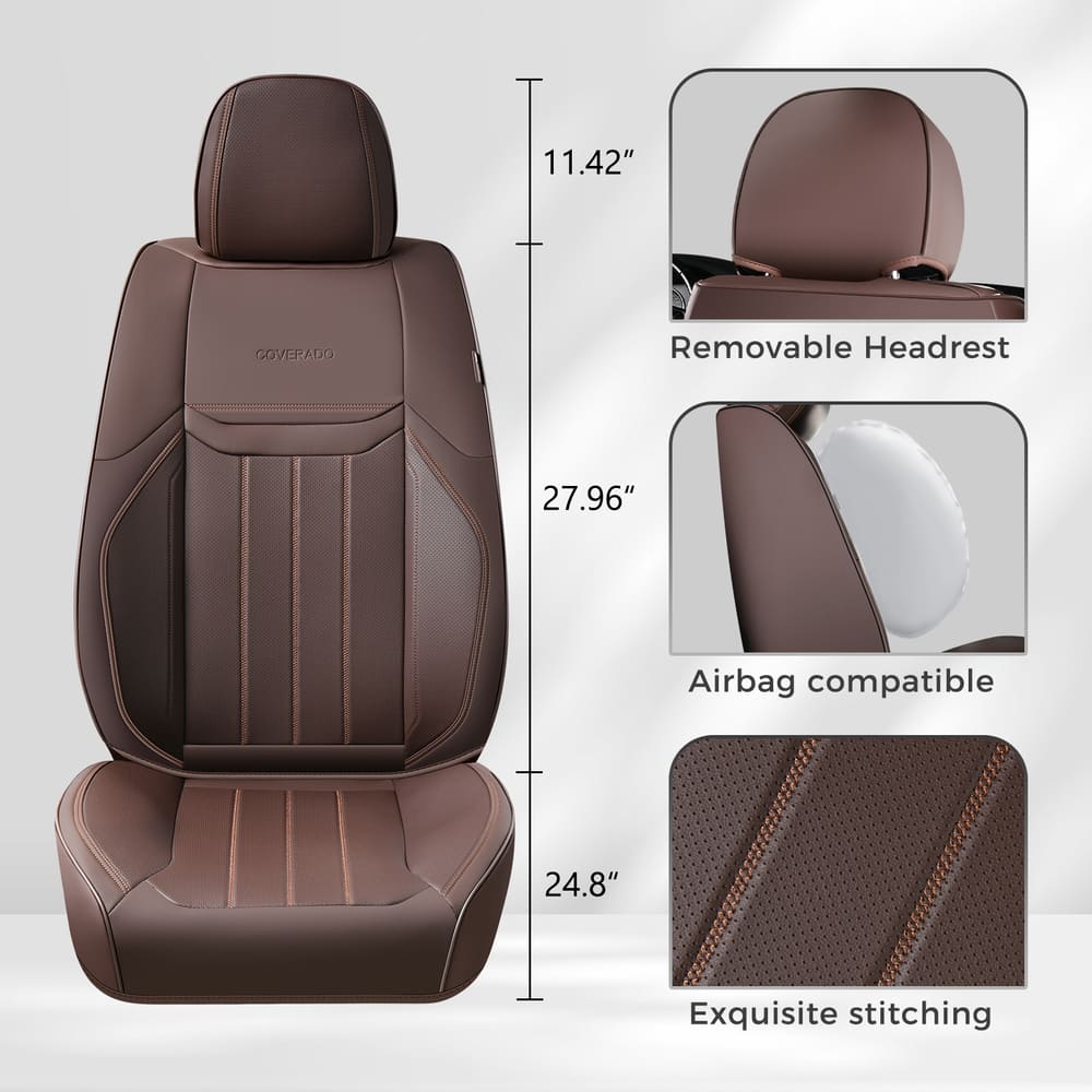 Coverado Premium Leatherette Car Seat Covers Front Seat 2 Seat and Full Set 5 Seat Protectors for SUVs Trucks Cars