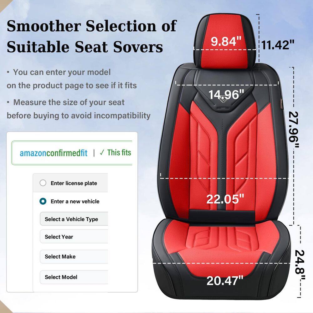 Coverado 5 Seats Full Set Car Seat Covers Front and Back Faux Leather Seat Protectors Universal Fit
