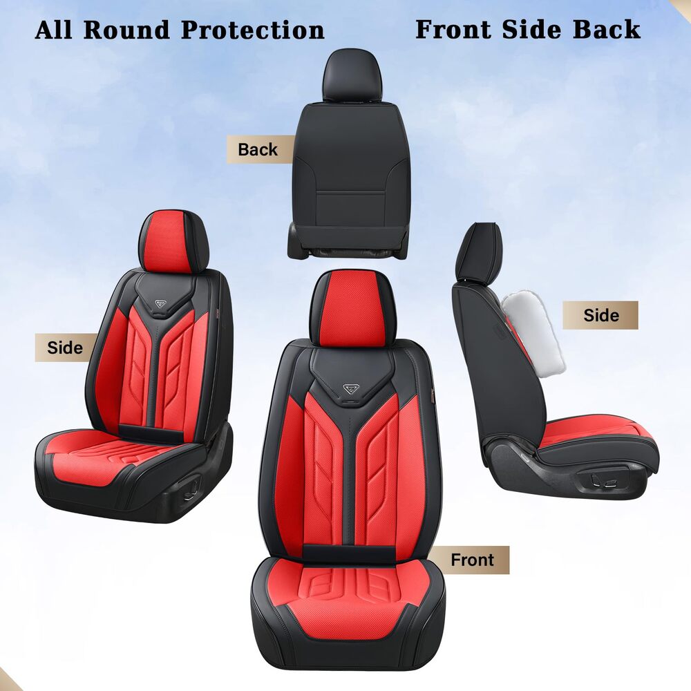 Coverado 5 Seats Full Set Car Seat Covers Front and Back Faux Leather Seat Protectors Universal Fit
