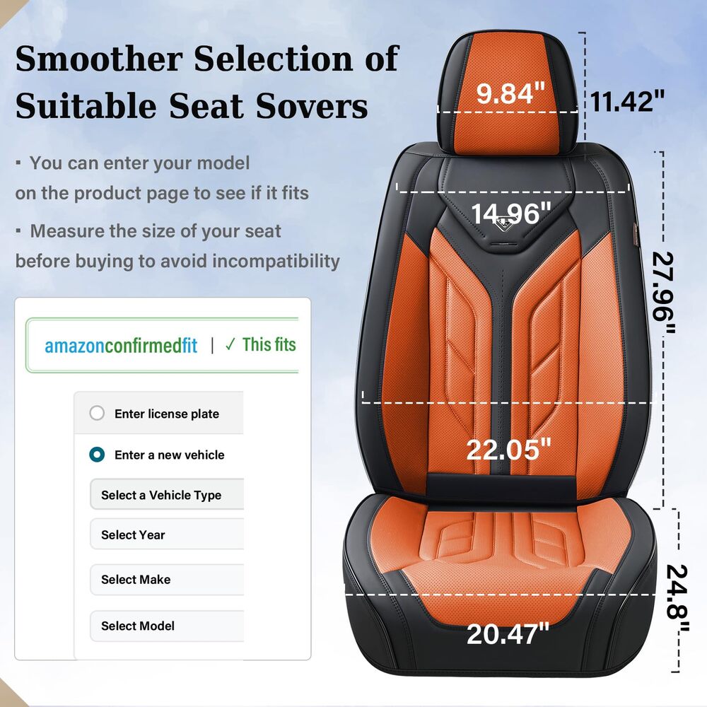 Coverado 5 Seats Full Set Car Seat Covers Front and Back Faux Leather Seat Protectors Universal Fit
